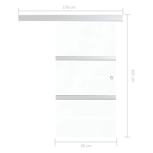 Συρόμενη Πόρτα Ασημί 90x205εκ. Γυαλί ESG/Αλουμίνιο Μαλακά Στοπ - PAKOBAZAAR