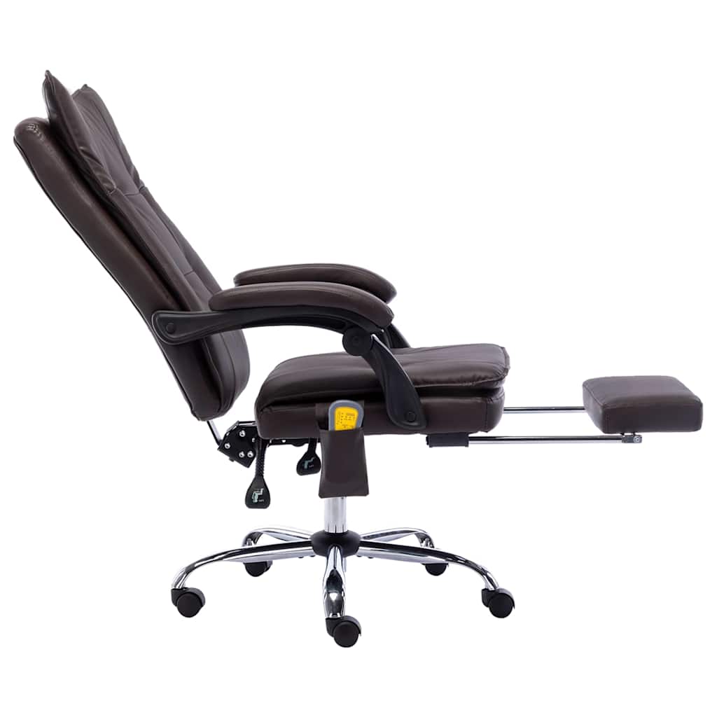 Πολυθρόνα Γραφείου Μασάζ Καφέ από Συνθετικό Δέρμα