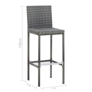Σετ Επίπλων Μπαρ Εξ. Χώρου 9 τεμ. Γκρι Συνθ. Ρατάν/Ξύλο Ακακίας