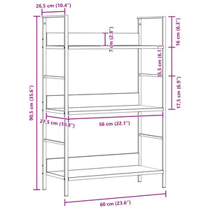Ραφιέρα 3 Επιπέδων Δρυς 60x27,6x90,5 εκ. Επεξεργασμένο Ξύλο - PAKOBAZAAR