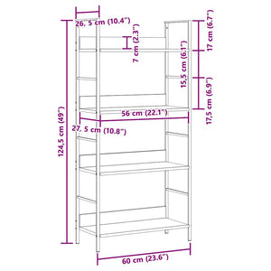 Ραφιέρα 4 Επιπέδων Δρυς 60x27,6x124,5 εκ. Επεξεργασμένο Ξύλο - PAKOBAZAAR