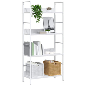Ραφιέρα 4 Επιπέδων Λευκή 60x27,6x124,5 εκ. Επεξεργασμένο Ξύλο - PAKOBAZAAR