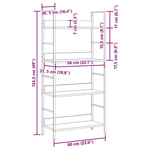 Ραφιέρα 4 Επιπέδων Λευκή 60x27,6x124,5 εκ. Επεξεργασμένο Ξύλο - PAKOBAZAAR