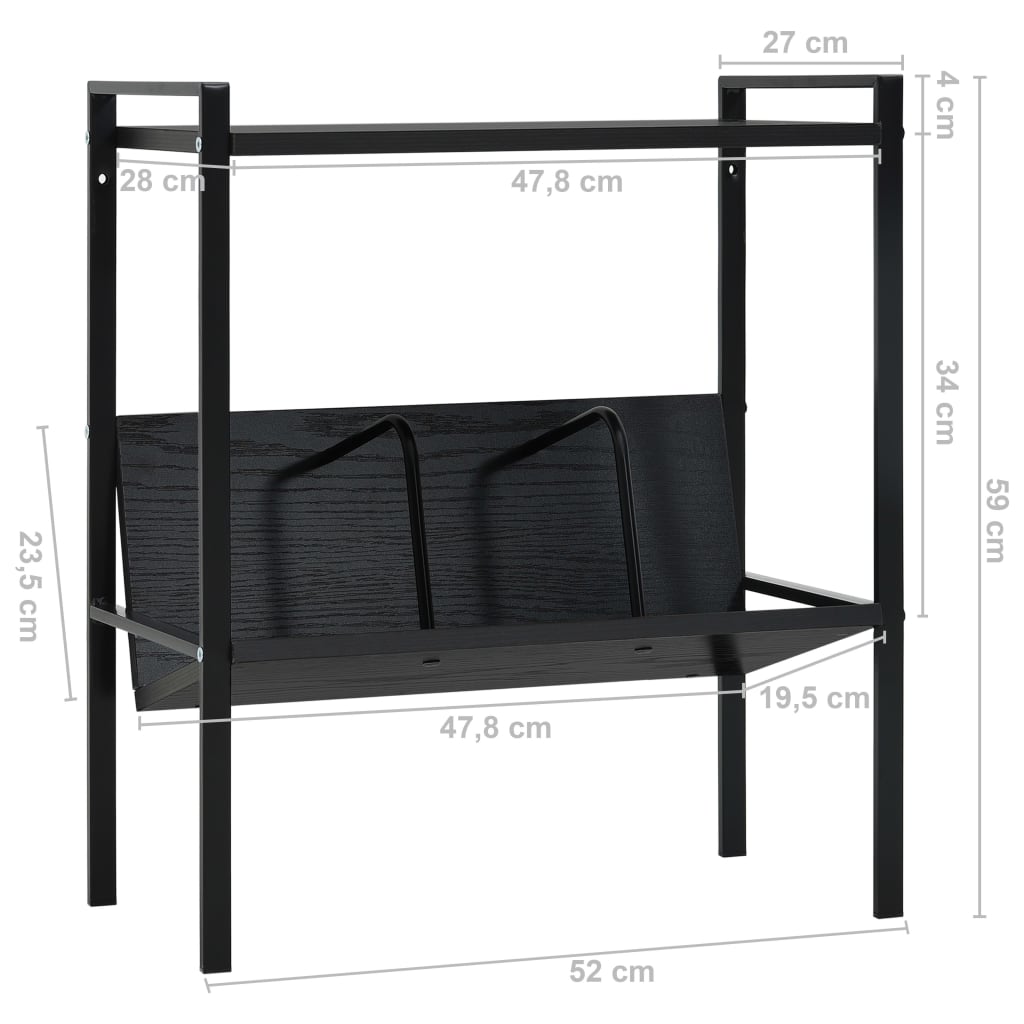 Βιβλιοθήκη 2 Επιπέδων Μαύρη 52x28x59 εκ. Επεξεργασμένο Ξύλο - PAKOBAZAAR