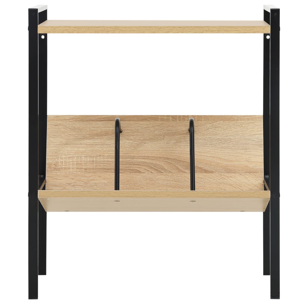 Βιβλιοθήκη 2 Επιπέδων Μαύρο/Δρυς 52x28x59εκ. Επεξεργασμένο Ξύλο - PAKOBAZAAR