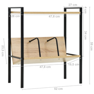 Βιβλιοθήκη 2 Επιπέδων Μαύρο/Δρυς 52x28x59εκ. Επεξεργασμένο Ξύλο - PAKOBAZAAR