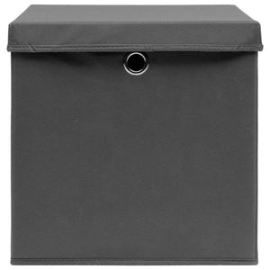 Κουτιά Αποθήκευσης με Καπάκια 4 τεμ Γκρι 32x32x32εκ Υφασμάτινα - PAKOBAZAAR