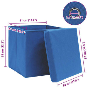 Κουτιά Αποθήκευσης με Καπάκια 4 τεμ Μπλε 32x32x32εκ Υφασμάτινα - PAKOBAZAAR