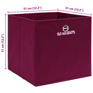Κουτιά Αποθήκευσης 4 τεμ. Κόκκινα 32 x 32 x 32 εκ. Υφασμάτινα - Pakobazaar
