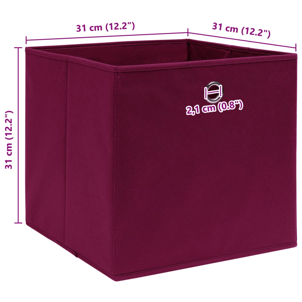 Κουτιά Αποθήκευσης 10 τεμ. Σκ. Κόκκινα 32x32x32 εκ. Υφασμάτινα - PAKOBAZAAR