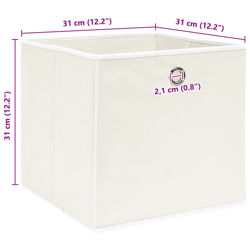 Κουτιά Αποθήκευσης 10 τεμ. Λευκά 32 x 32 x 32 εκ. Υφασμάτινα - PAKOBAZAAR