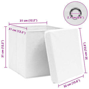 Κουτιά Αποθήκευσης με Καπάκια 10τεμ Λευκά 32x32x32εκ Υφασμάτινα - PAKOBAZAAR