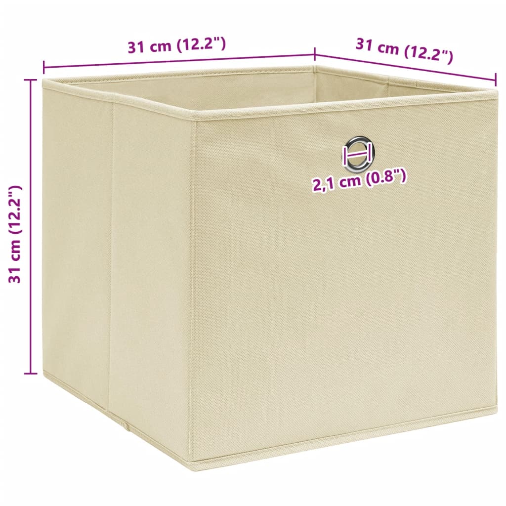 Κουτιά Αποθήκευσης 4 τεμ. Κρεμ 32 x 32 x 32 εκ. Υφασμάτινα - PAKOBAZAAR