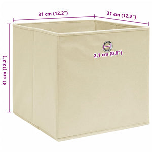 Κουτιά Αποθήκευσης 4 τεμ. Κρεμ 32 x 32 x 32 εκ. Υφασμάτινα - PAKOBAZAAR