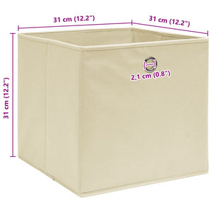 Κουτιά Αποθήκευσης 10 τεμ. Κρεμ 32 x 32 x 32 εκ. Υφασμάτινα - PAKOBAZAAR