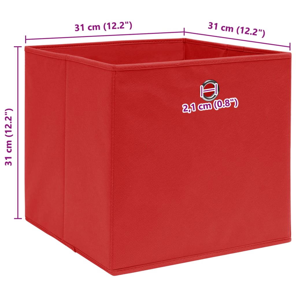 Κουτιά Αποθήκευσης 4 τεμ. Κόκκινα 32 x 32 x 32 εκ. Υφασμάτινα - PAKOBAZAAR