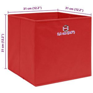 Κουτιά Αποθήκευσης 4 τεμ. Κόκκινα 32 x 32 x 32 εκ. Υφασμάτινα - PAKOBAZAAR