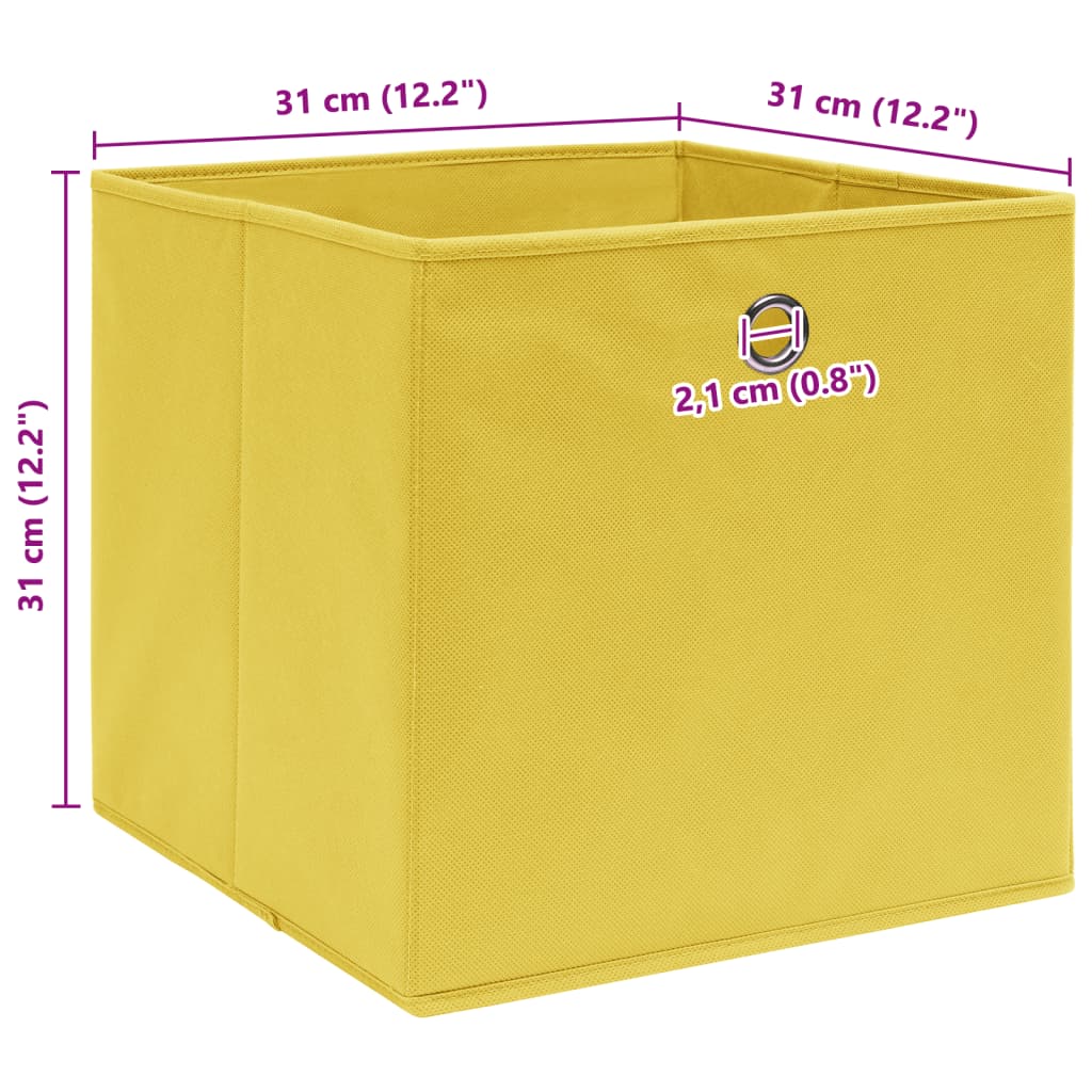 Κουτιά Αποθήκευσης 4 τεμ. Κίτρινα 32 x 32 x 32 εκ. Υφασμάτινα - PAKOBAZAAR