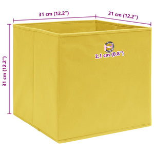 Κουτιά Αποθήκευσης 4 τεμ. Κίτρινα 32 x 32 x 32 εκ. Υφασμάτινα - PAKOBAZAAR
