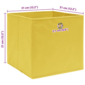 Κουτιά Αποθήκευσης 10 τεμ. Κίτρινα 32 x 32 x 32 εκ. Υφασμάτινα - PAKOBAZAAR
