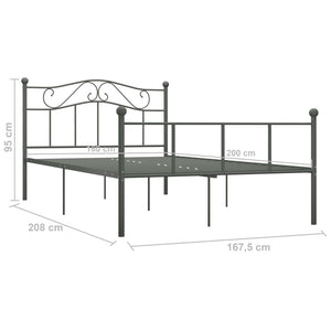 Πλαίσιο Κρεβατιού Γκρι 160 x 200 εκ. Μεταλλικό - Pakobazaar
