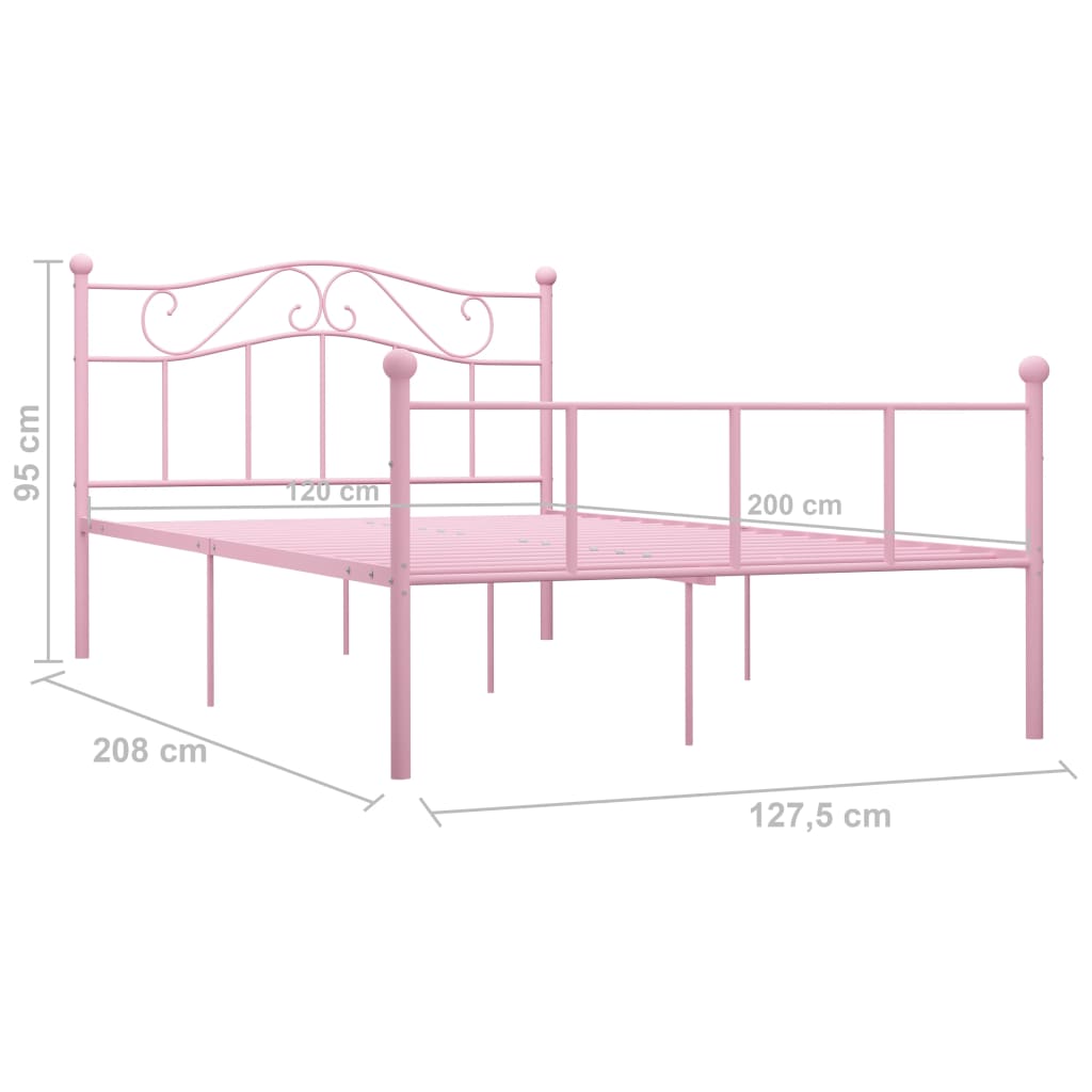 Πλαίσιο Κρεβατιού Ροζ 120 x 200 εκ. Μεταλλικό - PAKOBAZAAR