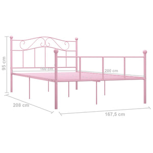 Πλαίσιο Κρεβατιού Ροζ 160 x 200 εκ. Μεταλλικό - PAKOBAZAAR
