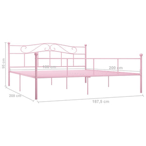 Πλαίσιο Κρεβατιού Ροζ 180 x 200 εκ. Μεταλλικό - Pakobazaar