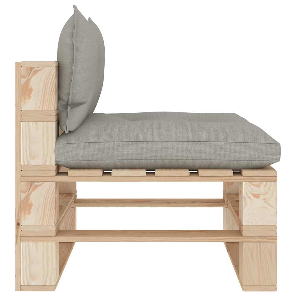 Καναπές Κήπου από Παλέτες Τριθέσιος Ξύλινος με Taupe Μαξιλάρια