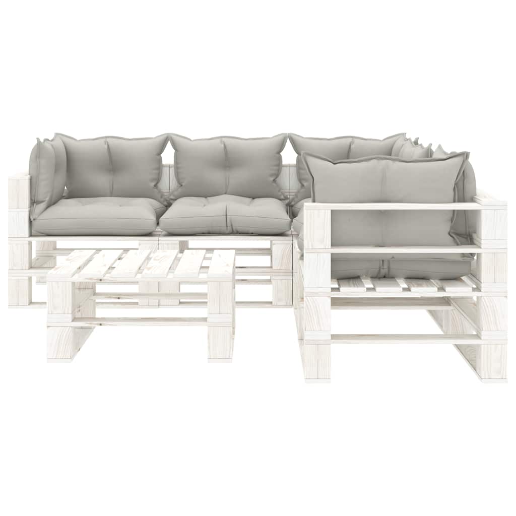 Σαλόνι Κήπου από Παλέτες 6 Τεμαχίων Ξύλινο με Taupe Μαξιλάρια