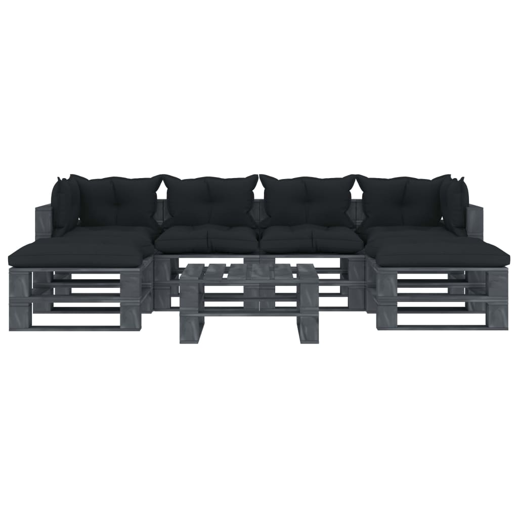 3052531  7 Piece Garden Lounge Set Pallets with Anthracite Cushions Wood (2x49338+2x49339+49340+49341+2x47465+2x47466+2x47467)