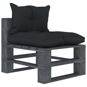 3052531  7 Piece Garden Lounge Set Pallets with Anthracite Cushions Wood (2x49338+2x49339+49340+49341+2x47465+2x47466+2x47467)