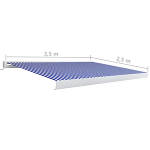 Τέντα Κασετίνα με Μοτέρ Μπλε / Λευκή 350x250 εκ. - PAKOBAZAAR
