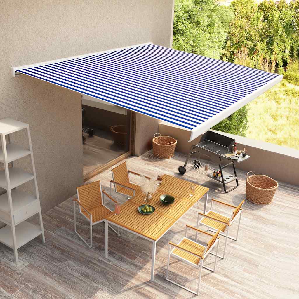 Τέντα Κασετίνα με Μοτέρ Μπλε / Λευκή 400x300 εκ. - PAKOBAZAAR