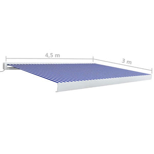 Τέντα Κασετίνα με Μοτέρ Μπλε / Λευκή 450 x 300 εκ.