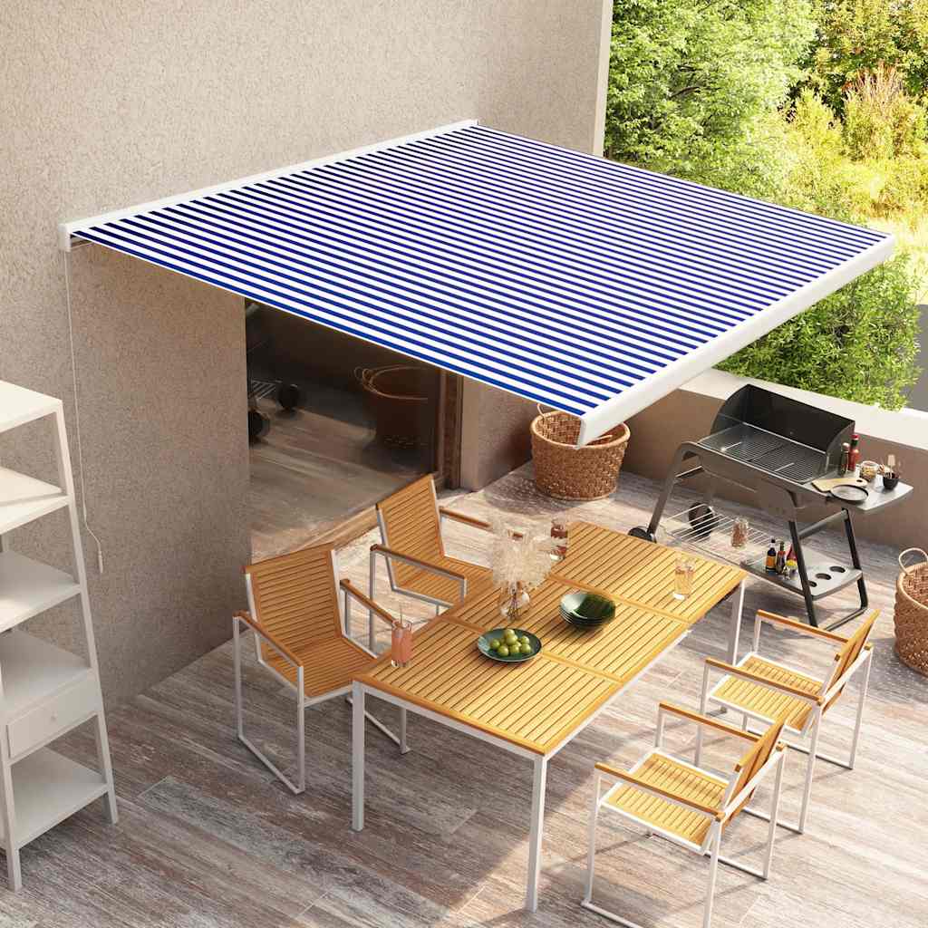 Τέντα Κασετίνα Χειροκίνητη Μπλε / Λευκή 350 x 250 εκ. - PAKOBAZAAR