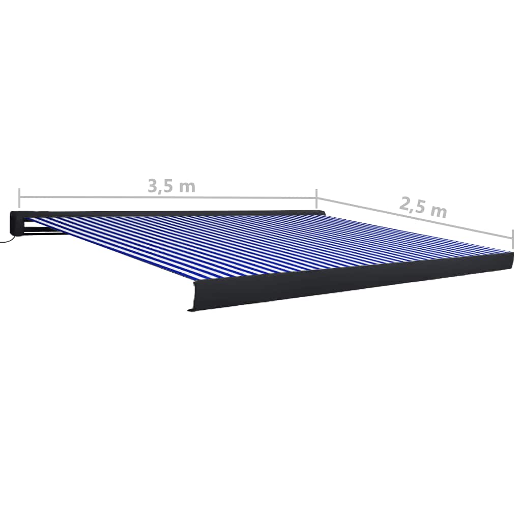 Τέντα Κασετίνα με Μοτέρ Μπλε / Λευκή 350 x 250 εκ. - PAKOBAZAAR