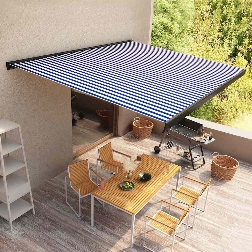 Τέντα Κασετίνα με Μοτέρ Μπλε / Λευκή 350 x 250 εκ. - PAKOBAZAAR