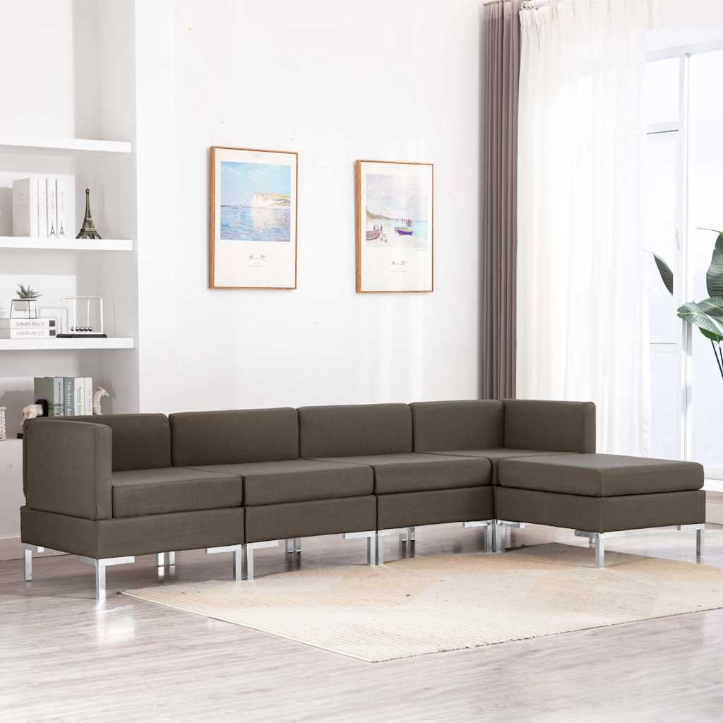 Σετ Καναπέ 5 Τεμαχίων Χρώμα Taupe Υφασμάτινο