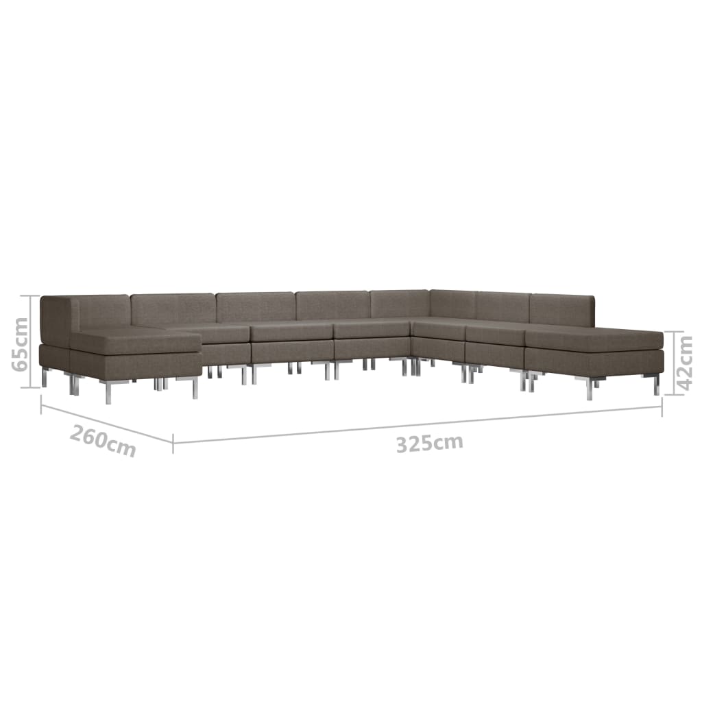 Σετ Καναπέ 9 Τεμαχίων Χρώμα Taupe Υφασμάτινο - Pakobazaar