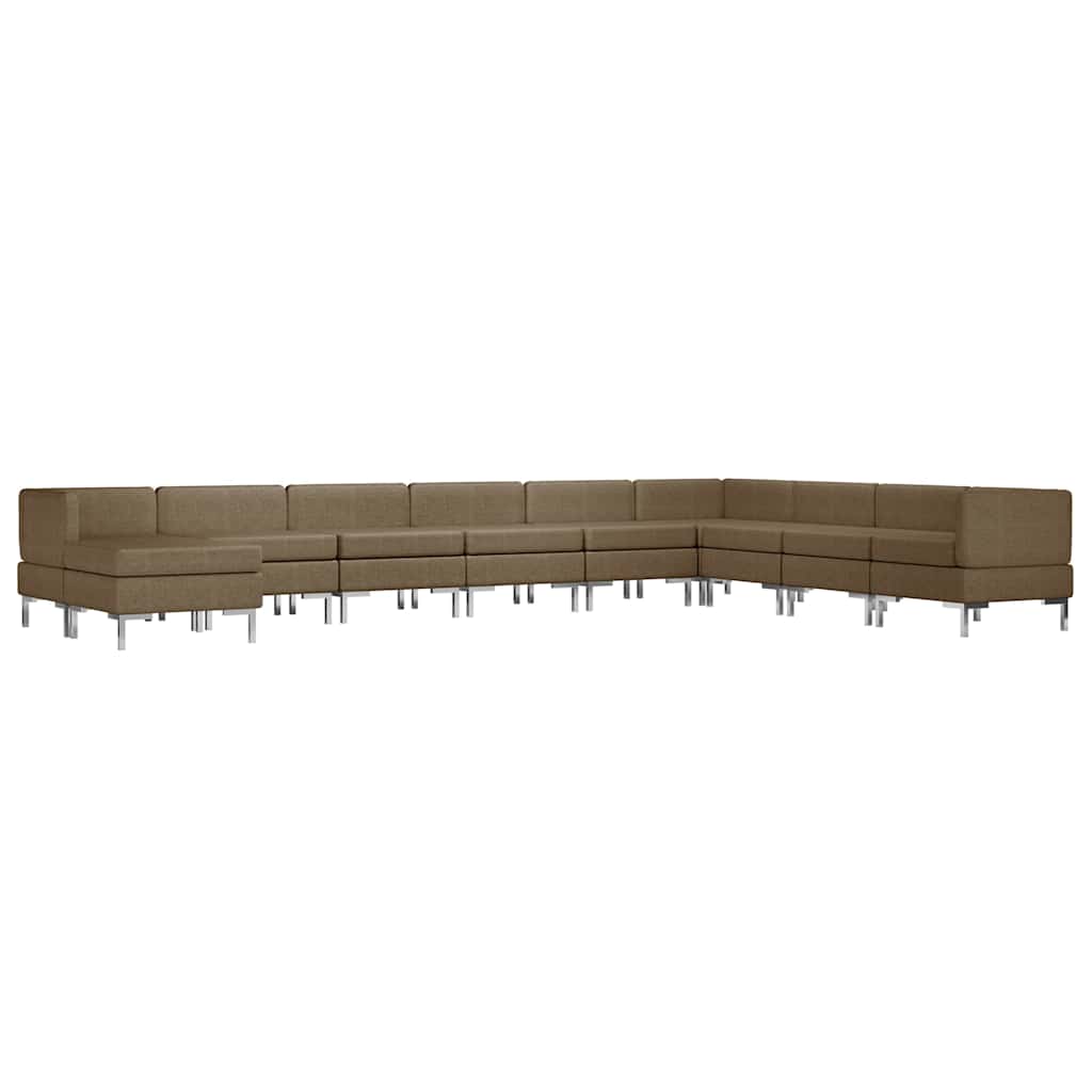 Σετ Καναπέ 10 Τεμαχίων Καφέ Υφασμάτινο - Pakobazaar