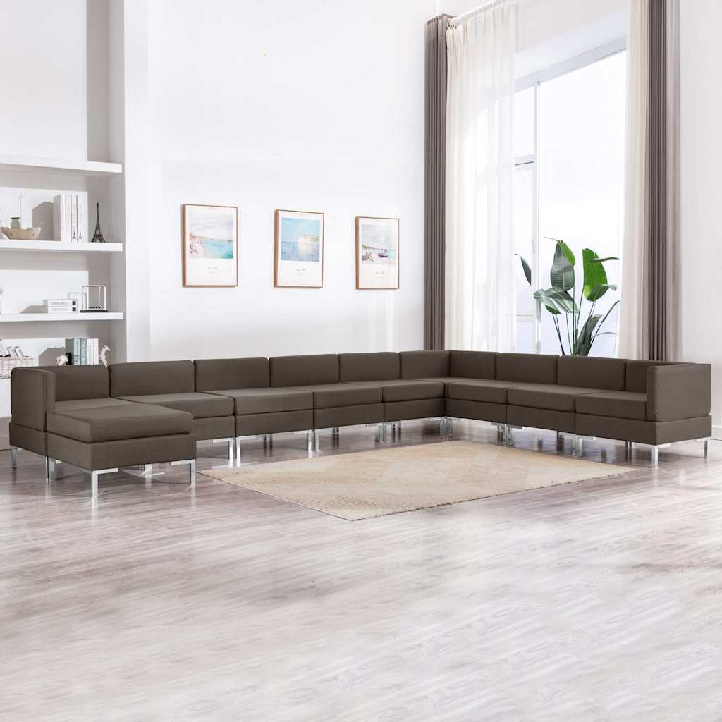 Σετ Καναπέ 10 Τεμαχίων Χρώμα Taupe Υφασμάτινο
