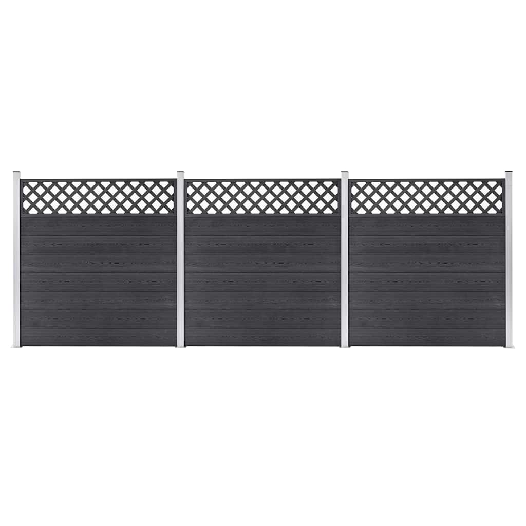 Σετ Πάνελ Περίφραξης 3 Τετράγωνα Γκρι 526 x 185 εκ. από WPC