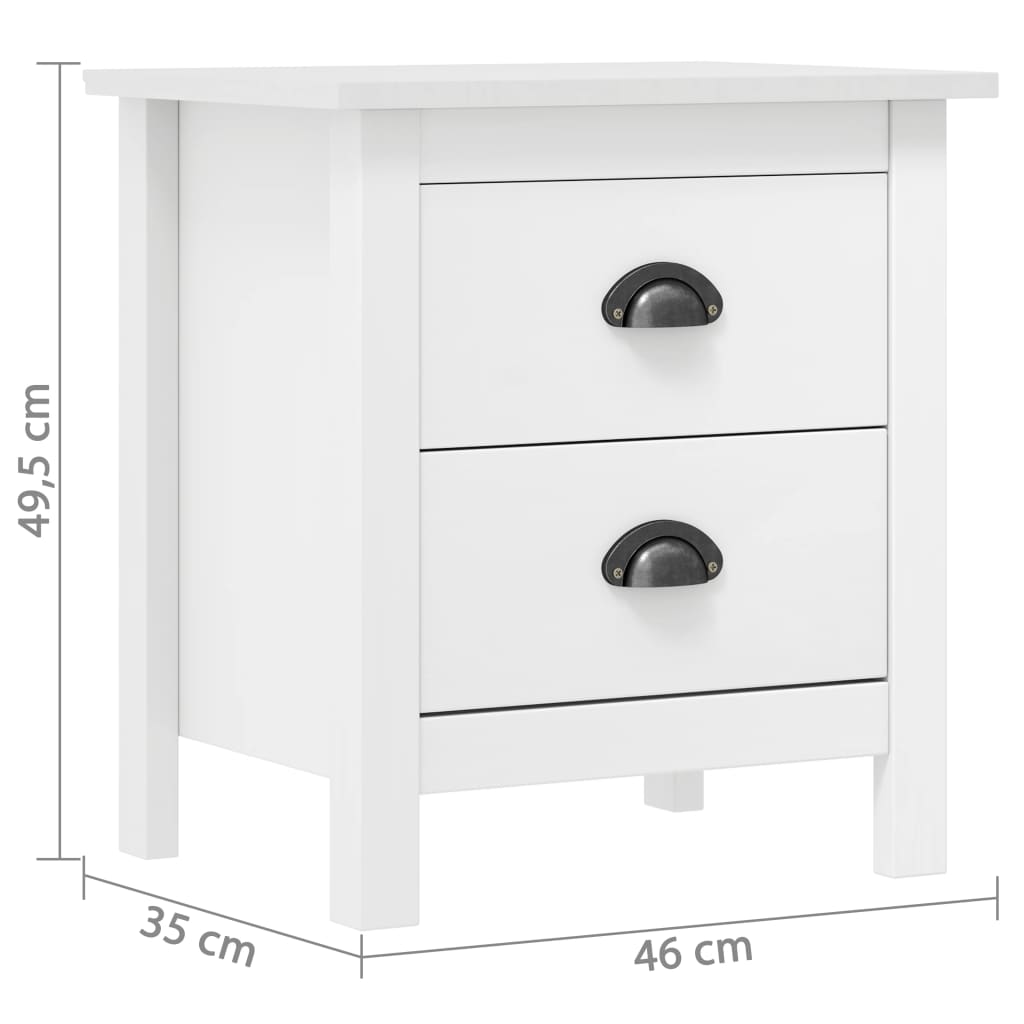 Κομοδίνα Hill 2 Τεμ. Λευκά 46x35x49,5 εκ. από Μασίφ Ξύλο Πεύκου - PAKOBAZAAR