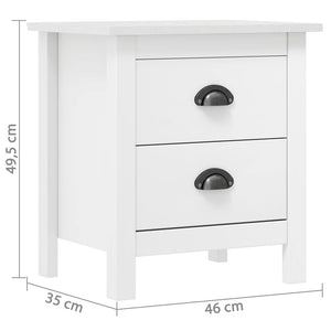 Κομοδίνα Hill 2 Τεμ. Λευκά 46x35x49,5 εκ. από Μασίφ Ξύλο Πεύκου - PAKOBAZAAR