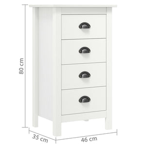 Μπουφές Hill Λευκός 46x35x80 εκ. από Μασίφ Ξύλο Πεύκου - Pakobazaar