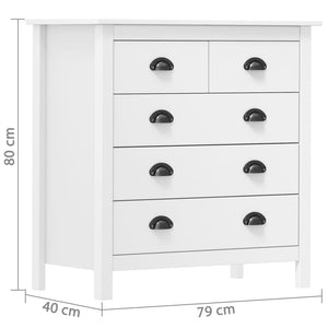 Μπουφές Hill Λευκός 79x40x80 εκ. από Μασίφ Ξύλο Πεύκου - PAKOBAZAAR