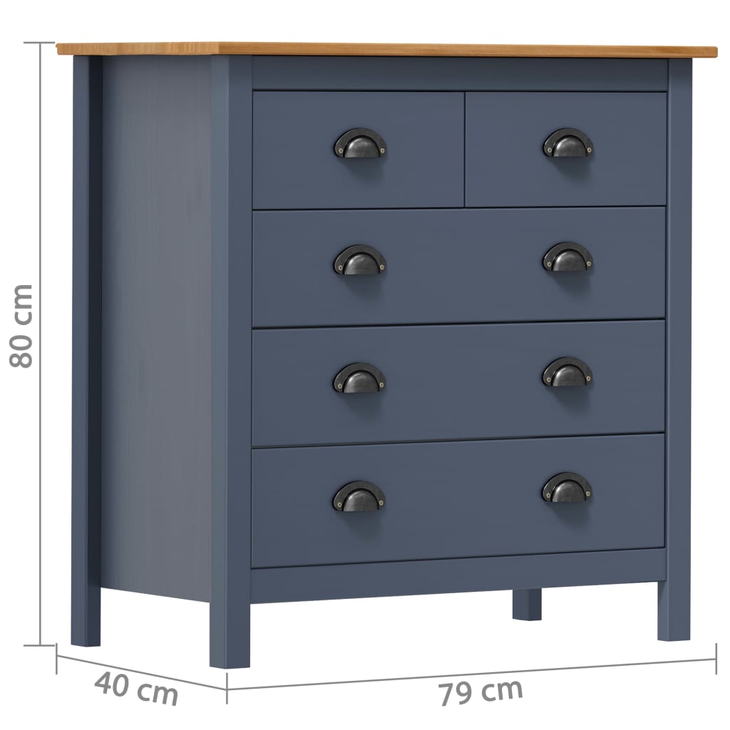 Μπουφές Hill Γκρι 79x40x80 εκ. από Μασίφ Ξύλο Πεύκου - Pakobazaar