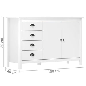 Μπουφές Hill Λευκός 130x40x80 εκ. από Μασίφ Ξύλο Πεύκου - PAKOBAZAAR