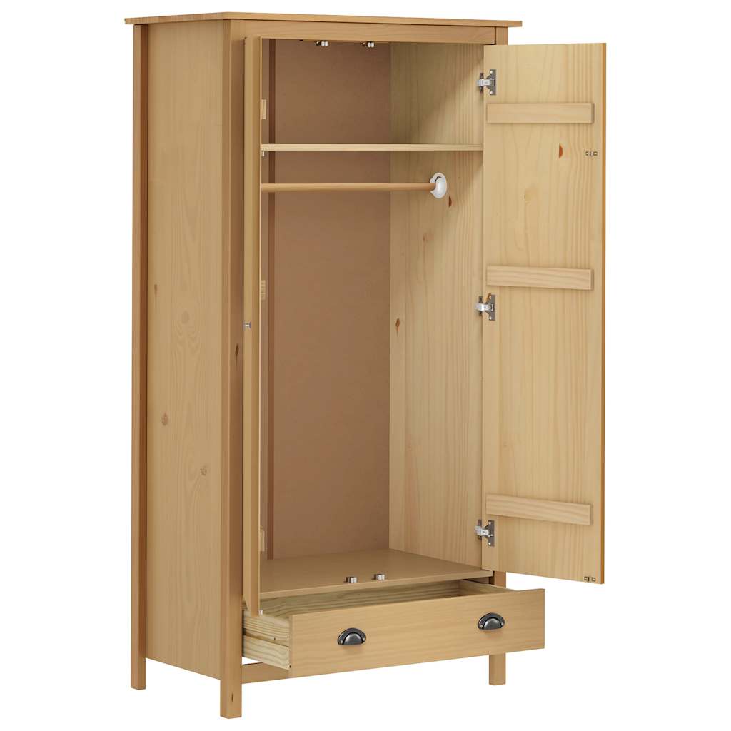 Ντουλάπα Hill Δίφυλλη 89x50x170 εκ. Μασίφ Ξύλο Πεύκου - PAKOBAZAAR